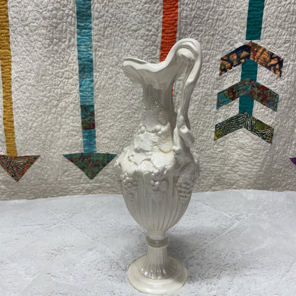 arnel's Pitcher Grape Vine Pattern Ivory White